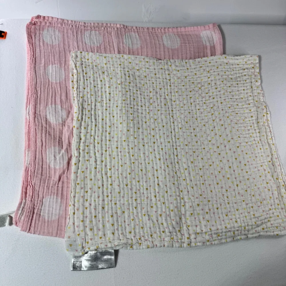 Cloud Island SwaddleDesigns Muslin Blankets 2pk Pink Polka Dot Triangle Cotton
